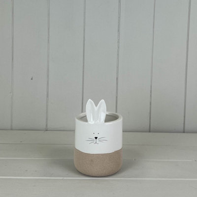 Satchville Ceramic White Rabbit Pot