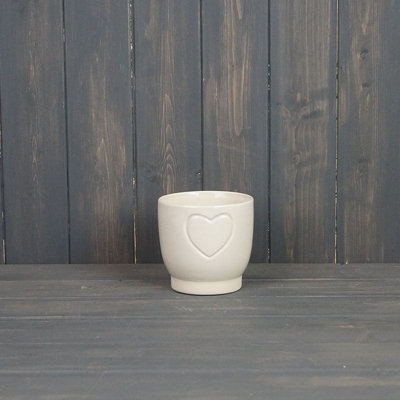 Satchville Cream Debossed Heart Pot