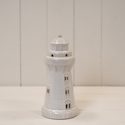 Satchville Glazed Ceramic Led Lighthouse With Textured Detail