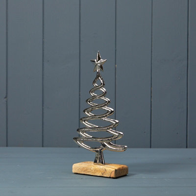 Satchville Silver Tree On Wooden Base