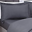 Sateen Stripe Complete Duvet Cover Pillowcase Fitted Sheet Bedding Set Charcoal Super King