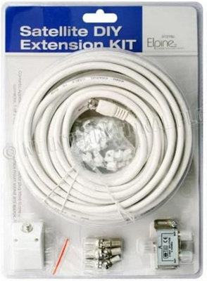 Satellite Extension Kit Co-Axial Cable Connector Splitter Socket Clips 15M