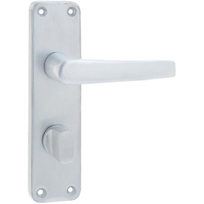 Satin Anodised Aluminium Contract Door Handle for Bathrooms and Bedrooms - Interior Lever on Backplate