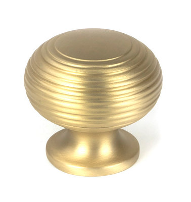 Satin Brass Beehive Cabinet Knob 40mm