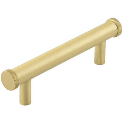 Satin Brass Cabinet Handle with 96mm Centers - Stylish Diamond Design - Kitchen Drawer Pull Handle