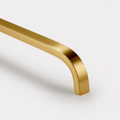 Satin Brass Curved Cabinet D Bar Handle - Solid Brass - Hole Centre 160mm - SE Home