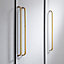 Satin Brass Curved Cabinet D Bar Handle - Solid Brass - Hole Centre 160mm - SE Home