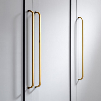 Satin Brass Curved Cabinet D Bar Handle - Solid Brass - Hole Centre 288mm - SE Home