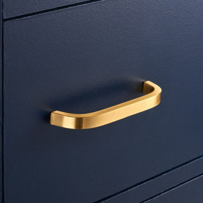 Satin Brass Curved Cabinet D Bar Handle - Solid Brass - Hole Centre 288mm - SE Home