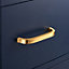 Satin Brass Curved Cabinet D Bar Handle - Solid Brass - Hole Centre 96mm - SE Home