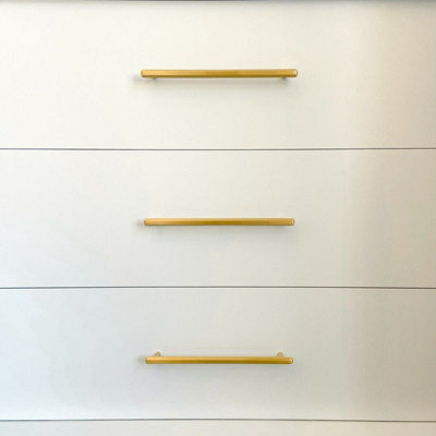 Satin Brass Hexagonal Cabinet T Bar Handle - Solid Brass - Hole Centre 384mm - SE Home