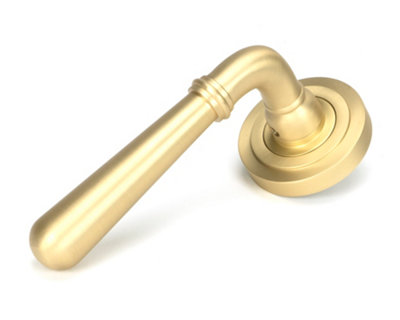 Satin Brass Newbury Lever on Rose Set (Art Deco)