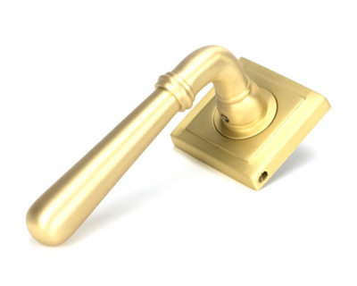 Satin Brass Newbury Lever on Rose Set (Square)