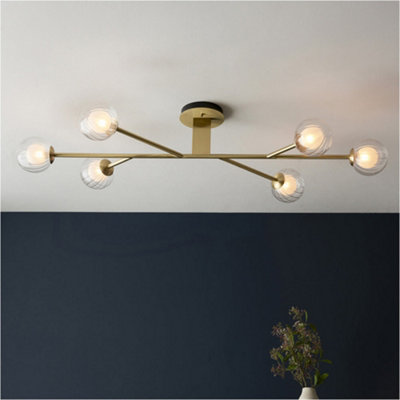Satin Brass Semi Flush Low Ceiling Light Clear/Frosted Glass Shade — free download