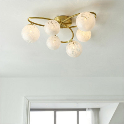 Satin Brass Semi Flush Low Ceiling Light White Confetti Multi Arm — free download