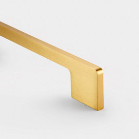 Satin Brass Slimline Square Cabinet Pull Handle - Solid Brass - Hole Centre 160mm - SE Home