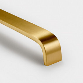 Satin Brass Wide Curved Cabinet D Bar Handle - Solid Brass - Hole Centre 128mm - SE Home
