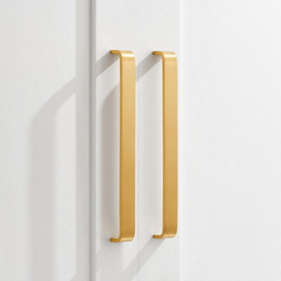 Satin Brass Wide Curved Cabinet D Bar Handle - Solid Brass - Hole Centre 288mm - SE Home