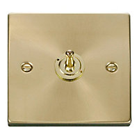 Satin / Brushed Brass 1 Gang 2 Way 10AX Toggle Light Switch - SE Home