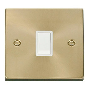 Satin / Brushed Brass 1 Gang 20A DP Switch - White Trim - SE Home