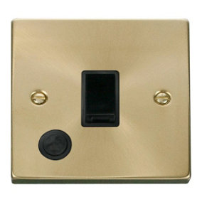 Satin / Brushed Brass 1 Gang 20A DP Switch With Flex - Black Trim - SE Home