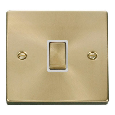 Satin / Brushed Brass 1 Gang 20A Ingot DP Switch - White Trim - SE Home