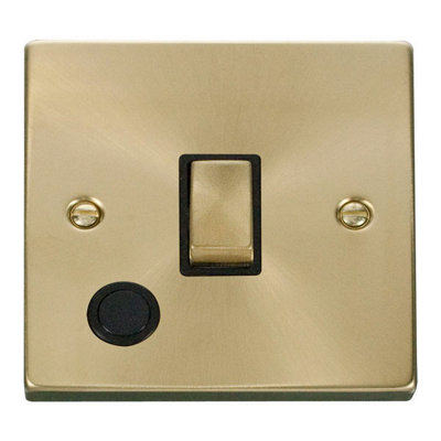 Satin / Brushed Brass 1 Gang 20A Ingot DP Switch With Flex - Black Trim ...