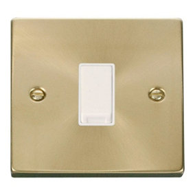 Satin / Brushed Brass 10A 1 Gang 2 Way Light Switch - White Trim - SE Home
