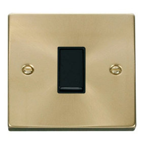 Satin / Brushed Brass 10A 1 Gang Intermediate Light Switch - Black Trim - SE Home