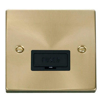Satin / Brushed Brass 13A Fused Connection Unit - Black Trim - SE Home