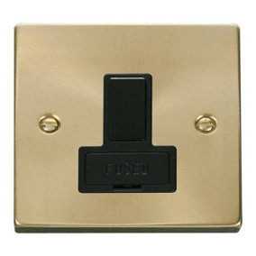 Satin / Brushed Brass 13A Fused Connection Unit Switched - Black Trim - SE Home