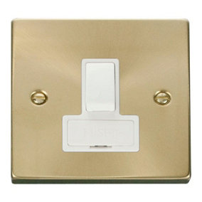 Satin / Brushed Brass 13A Fused Connection Unit Switched - White Trim - SE Home