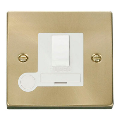 Satin / Brushed Brass 13A Fused Connection Unit Switched With Flex - White Trim - SE Home