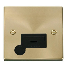 Satin / Brushed Brass 13A Fused Connection Unit With Flex - Black Trim - SE Home