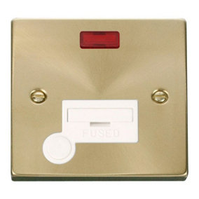 Satin / Brushed Brass 13A Fused Connection Unit With Neon With Flex - White Trim - SE Home