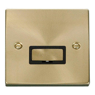 Satin / Brushed Brass 13A Fused Ingot Connection Unit - Black Trim - SE Home