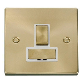Satin / Brushed Brass 13A Fused Ingot Connection Unit Switched - White Trim - SE Home