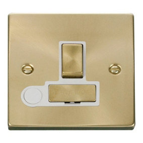 Satin / Brushed Brass 13A Fused Ingot Connection Unit Switched With Flex - White Trim - SE Home