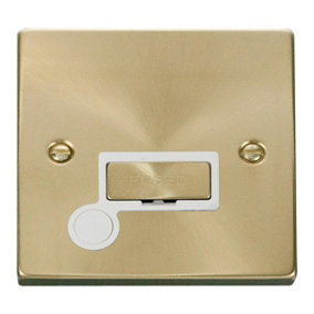 Satin / Brushed Brass 13A Fused Ingot Connection Unit With Flex - White Trim - SE Home