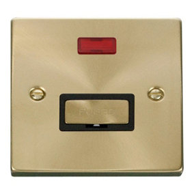 Satin / Brushed Brass 13A Fused Ingot Connection Unit With Neon - Black Trim - SE Home