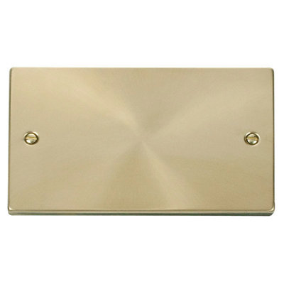 Satin   Brushed Brass 2 Gang Blank Plate - Se Home 