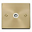 Satin / Brushed Brass Single Isolated Coaxial Socket - White Trim - SE Home