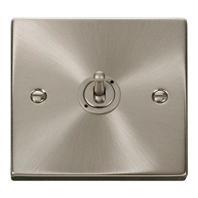 Satin / Brushed Chrome 1 Gang 2 Way 10AX Toggle Light Switch - SE Home