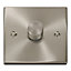 Satin / Brushed Chrome 1 Gang 2 Way LED 100W Trailing Edge Dimmer Light Switch - SE Home
