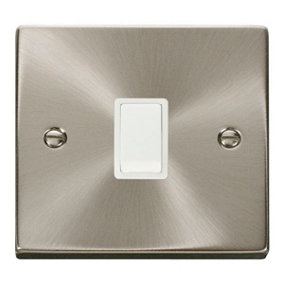 Satin / Brushed Chrome 1 Gang 20A DP Switch - White Trim - SE Home