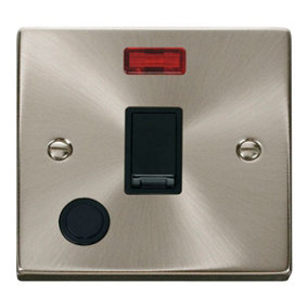 Satin / Brushed Chrome 1 Gang 20A DP Switch With Flex With Neon - Black Trim - SE Home