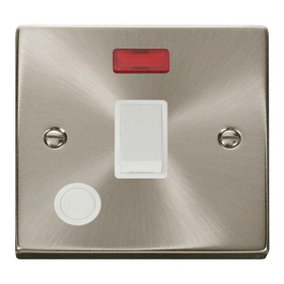 Satin / Brushed Chrome 1 Gang 20A DP Switch With Flex With Neon - White Trim - SE Home