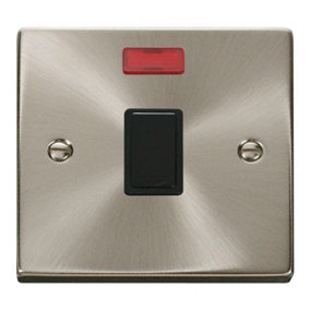 Satin / Brushed Chrome 1 Gang 20A DP Switch With Neon - Black Trim - SE Home