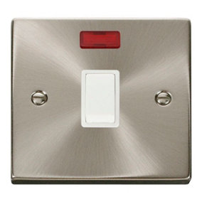 Satin / Brushed Chrome 1 Gang 20A DP Switch With Neon - White Trim - SE Home