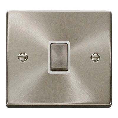 Satin / Brushed Chrome 1 Gang 20A Ingot DP Switch - White Trim - SE Home